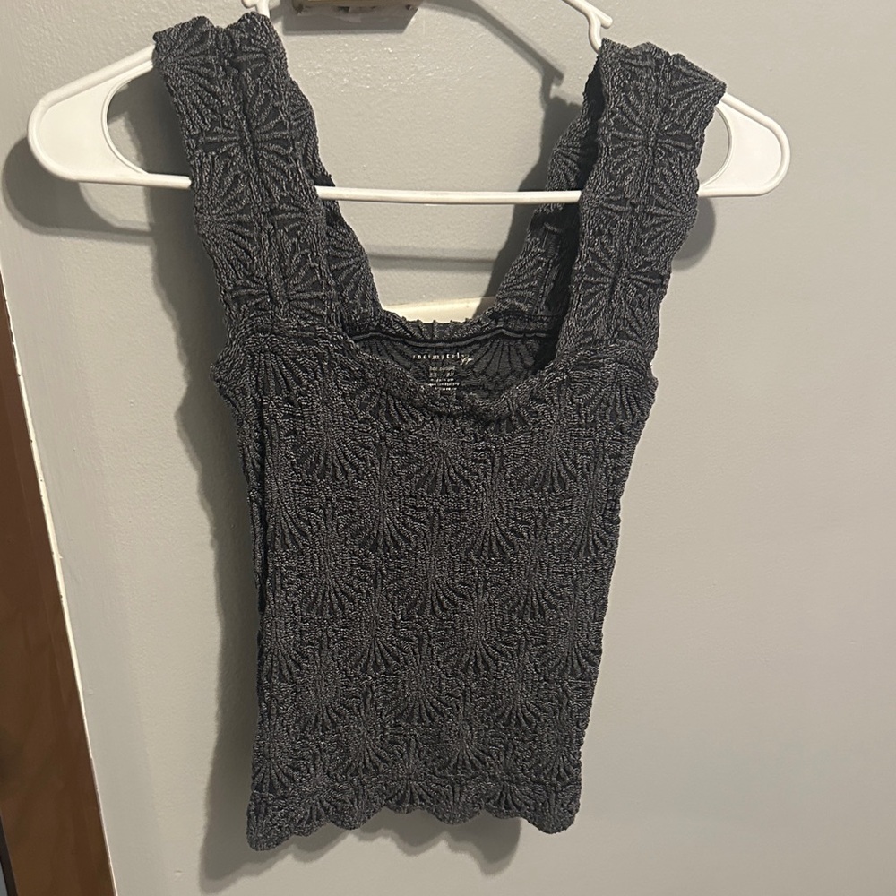 Free People Charcoal Textured Tank Top